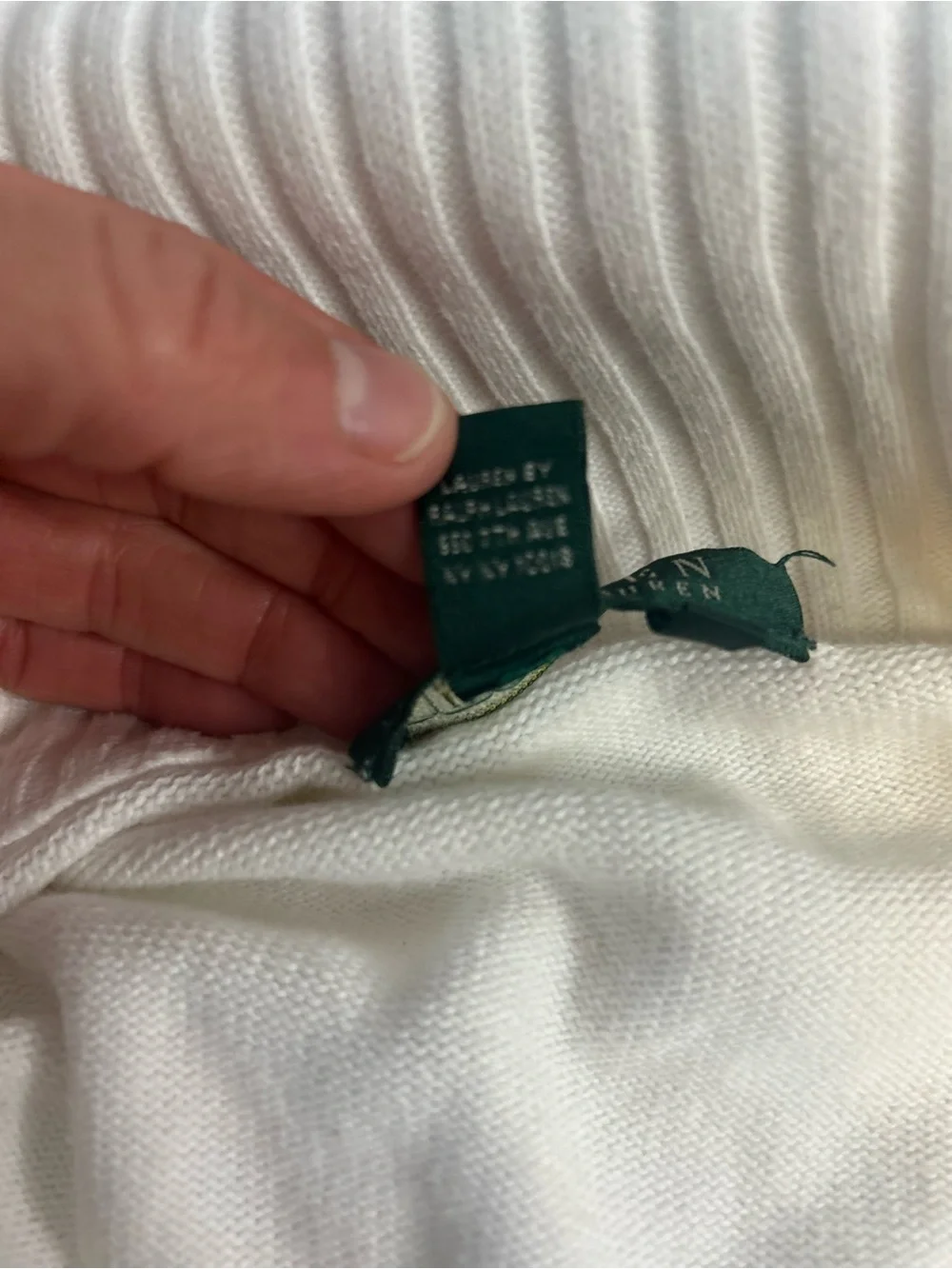 Ralph Lauren White Cotton Convertible snap turtleneck sweater Women’s Large - Picture 12 of 14